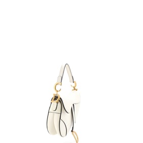 Christian Dior Saddle Handbag Leather Mini Neutral