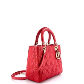 Christian Dior Lady Dior Bag Cannage Quilt Lambskin Medium Red
