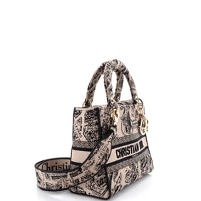 Christian Dior Lady D-Lite Bag Embroidered Canvas Medium Black, Neutral