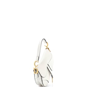 Christian Dior Saddle Handbag Leather Mini White