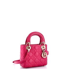 Christian Dior Lady Dior Bag Cannage Quilt Lambskin Mini Pink