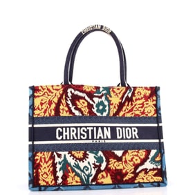 Christian Dior Book Tote Embroidered Canvas Medium Blue, Multicolor