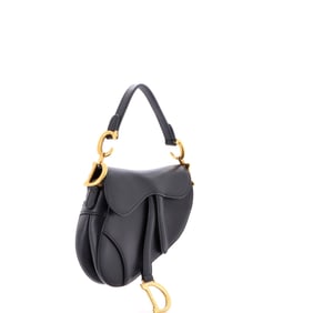Christian Dior Saddle Handbag Leather Mini Black