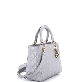 Christian Dior Lady Dior Bag Cannage Quilt Lambskin Medium Gray