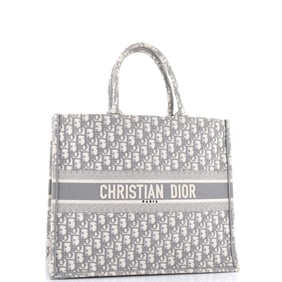 Christian Dior Book Tote Oblique Canvas Large Gray