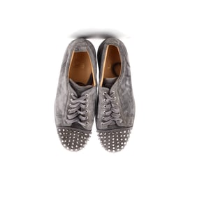 Christian Louboutin Men's Louis Junior Spikes Sneakers Suede Gray
