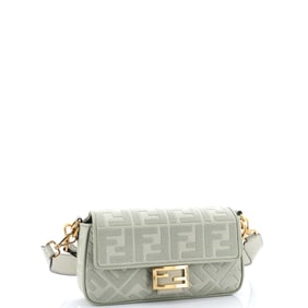 Fendi Baguette NM Bag Zucca Embroidered Canvas Medium Green