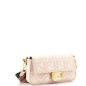 Fendi Baguette NM Bag Zucca Embroidered Canvas Medium Neutral