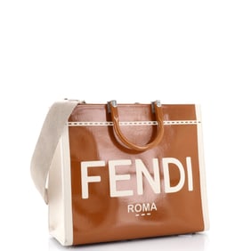 Fendi Sunshine Shopper Tote Patent Large Neutral