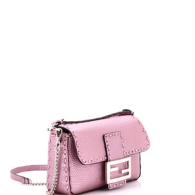 Fendi Selleria Baguette NM Bag Leather Mini Purple