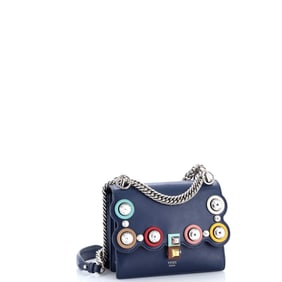 Fendi Eyelet Kan I Bag Leather with Crystals Small Blue