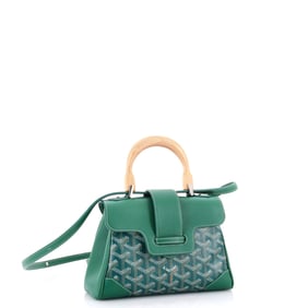 Goyard Saigon Top Handle Bag Coated Canvas with Leather Mini Green