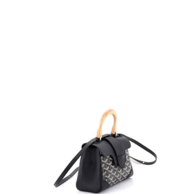 Goyard Saigon Top Handle Bag Coated Canvas with Leather Mini Black, Brown