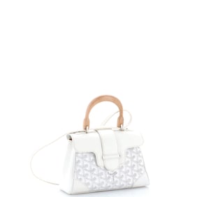 Goyard Saigon Top Handle Bag Coated Canvas with Leather Mini White
