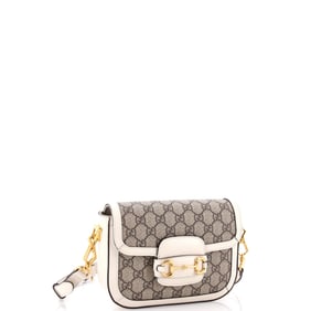 Gucci Horsebit 1955 Shoulder Bag GG Coated Canvas with Leather Mini Brown