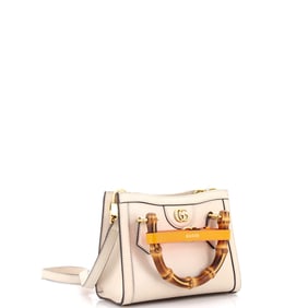 Gucci Diana NM Bamboo Handle Tote Leather Mini White