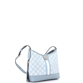 Gucci Ophidia Open Bucket Bag GG Coated Canvas with Leather Small Blue