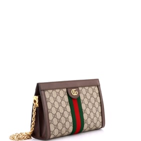 Gucci Ophidia Chain Shoulder Bag GG Coated Canvas Small Brown