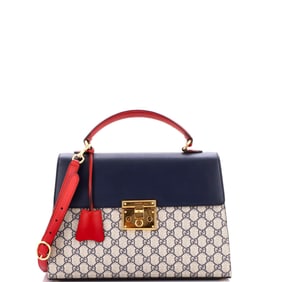Gucci Padlock Top Handle Bag GG Coated Canvas and Leather Medium Blue