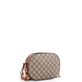 Gucci Chain Crossbody Bag GG Coated Canvas and Leather Mini Brown