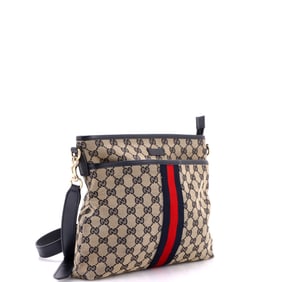 Gucci Front Pocket Web Messenger GG Canvas Small Brown