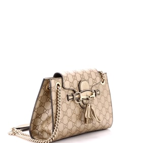 Gucci Emily Chain Flap Shoulder Bag Guccissima Leather Small Gold