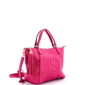 Gucci Soho Convertible Top Handle Bag Leather Small Purple