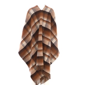 Gucci Women's Reversible Cape GG Wool and Tartan Brown