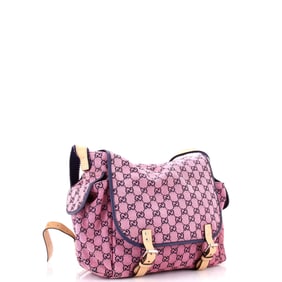 Gucci Diaper Flap Bag GG Canvas Blue, Pink