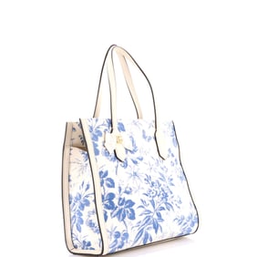 Gucci GG Ribbon Tote Coated Printed Canvas Medium Blue