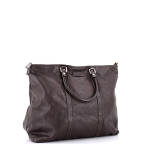 Gucci Joy Zip Top Tote Guccissima Leather Medium Brown