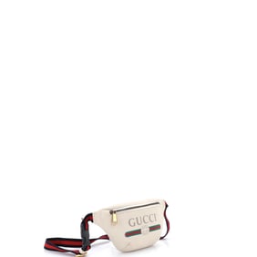 Gucci Logo Belt Bag Printed Leather Small White