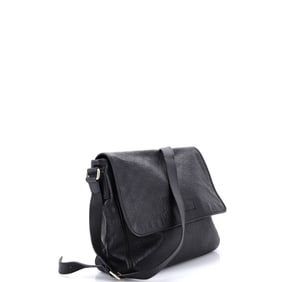 Gucci Flap Messenger Bag Guccissima Leather Large Black