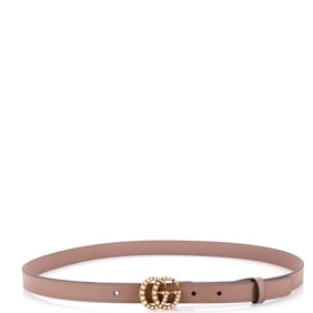 Gucci Pearly GG Marmont Belt Leather Thin Neutral