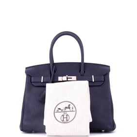 Hermes Birkin Handbag Verso Clemence with Palladium Hardware 30 Blue, Pink