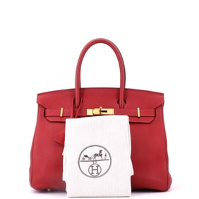 Hermes Birkin Handbag Red Togo with Gold Hardware 30 Red