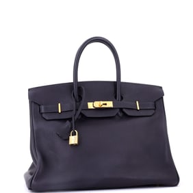 Hermes Birkin Handbag Blue Togo with Gold Hardware 35 Blue