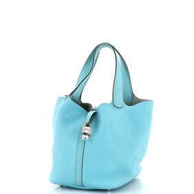 Hermes Picotin Lock Bag Clemence MM Blue