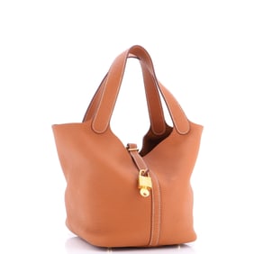 Hermes Picotin Lock Bag Clemence MM Brown