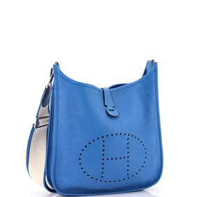 Hermes Evelyne Bag Gen III Clemence PM Blue
