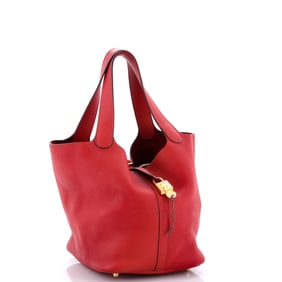 Hermes Picotin Lock Bag Clemence MM Red
