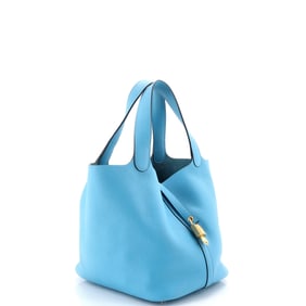 Hermes Picotin Lock Bag Clemence MM Blue