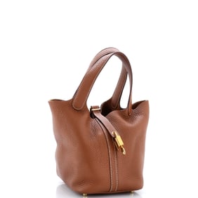Hermes Picotin Lock Bag Clemence PM Brown