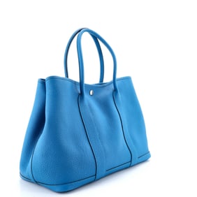 Hermes Garden Party Tote Leather 36 Blue