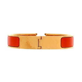 Hermes Clic H Bracelet Enamel Narrow Gold, Orange