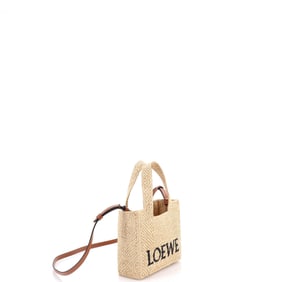 Loewe Paula's Ibiza Logo Convertible Tote Raffia Mini Black, Neutral