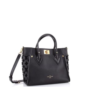 Louis Vuitton On My Side Tote Monogram Tuffetage Leather MM Black