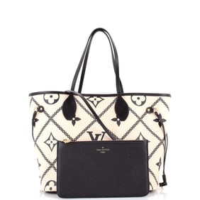 Louis Vuitton Neverfull NM Tote Monogram Empreinte Giant Broderies MM Neutral
