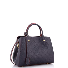 Louis Vuitton Montaigne Handbag Monogram Empreinte Leather MM Blue