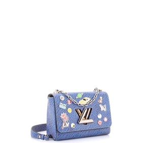 Louis Vuitton Twist Handbag Limited Edition Pin Embellished Epi Leather MM Blue